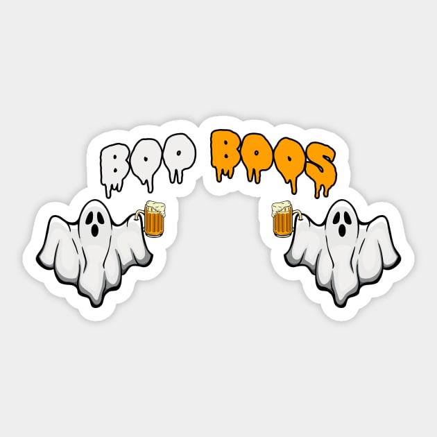 Boo Boos - Funny Boob Booze - Ghosts Drinking Beer Boobs Sticker by CreativeFit